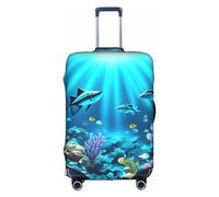 RQMPHUGNCF Submarine Coral Rays Suitcase Cover Luggage Protective Case High Elasticity Material For Travelers, White, XL