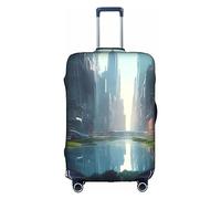 RQMPHUGNCF The City On The Water Suitcase Cover Luggage Protective Case High Elasticity Material For Travelers, White, M