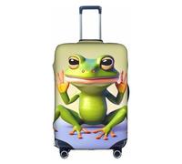 RQMPHUGNCF The Funny Frog Doing Yoga Suitcase Cover Luggage Protective Case High Elasticity Material For Travelers, White, L