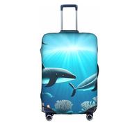 RQMPHUGNCF Whales Under The Sea Suitcase Cover Luggage Protective Case High Elasticity Material For Travelers, White, S