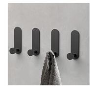 RQPYQF Self Adhesive Hooks Black, 3M Modern Matte Wall Hook Heavy Duty Coat Hooks for Towel Coat Hat Purse in Bathroom Shower Kitchen, 4 Pack