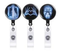 RQSMYLR 3 x Badge Holders with Retractable Clip, Retractable Nurse Name Badge Clip Radiology Tech Badge Holder with Crocodile Clip for Nurse Doctors Teacher Student