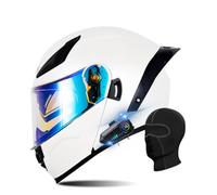 RQTEUYE Bluetooth Modular Motorcycle ECE Approved, Dual Visor Double Flip-Up Full Face Helmet Built-in Dual Speaker with Waterproof Bluetooth, for Adult Men Women (21.6-24.4in)