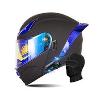 RQTEUYE Bluetooth Modular Motorcycle ECE Approved, Dual Visor Double Flip-Up Full Face Helmet Built-in Dual Speaker with Waterproof Bluetooth, for Adult Men Women (21.6-24.4in)