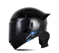 RQTEUYE Bluetooth Modular Motorcycle ECE Approved, Dual Visor Double Flip-Up Full Face Helmet Built-in Dual Speaker with Waterproof Bluetooth, for Adult Men Women (21.6-24.4in)