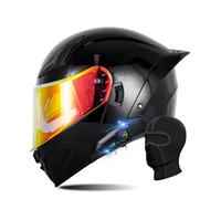 RQTEUYE Bluetooth Modular Motorcycle ECE Approved, Dual Visor Double Flip-Up Full Face Helmet Built-in Dual Speaker with Waterproof Bluetooth, for Adult Men Women (21.6-24.4in)