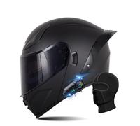 RQTEUYE Bluetooth Modular Motorcycle ECE Approved, Dual Visor Double Flip-Up Full Face Helmet Built-in Dual Speaker with Waterproof Bluetooth, for Adult Men Women (21.6-24.4in)
