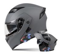 RQTEUYE Bluetooth Modular Motorcycle Helmet, Full Face Flip Up Motorbike Helmet ECE Approved, Bluetooth Intercom Support 2 Riders, Integrated Helmet With Double Visor for Adults Men Women