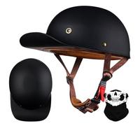 RQTEUYE Vintage Baseball Cap Half Shell Motorcycle Helmet, Extended Retro Brim Helmet With ECE Certification, Men Women Open Face Motorbike Helmet for Cruiser Chopper Scooter M-XXL