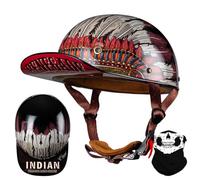 RQTEUYE Vintage Baseball Cap Half Shell Motorcycle Helmet, Extended Retro Brim Helmet With ECE Certification, Men Women Open Face Motorbike Helmet for Cruiser Chopper Scooter M-XXL