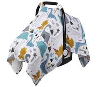Rquite Car Seat Cover Baby, Carseat Covers Baby for Girl Boy, Muslin Cotton Infant Car Seat Cover, Lightweight Car Seat Canopy, Breathable Baby Carrier Cover, Summer Stroller Sun Shade, Dinosaurs