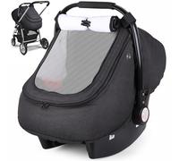 Rquite Car Seat Cover Baby, Winter Carseat Cover Boy Girl, Waterproof Infant Car Seat Cover, Warm Car Seat Canopy, Newborn Cold Weather Shield, Baby Carrier/Stroller Cover with 2 Layers Window, Black