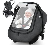 Rquite Car Seat Cover Baby, Winter Carseat Cover Boy Girl, Waterproof Infant Car Seat Cover, Warm Car Seat Canopy, Newborn Cold Weather Shield, Baby Carrier/Stroller Cover with 2 Layers Window, Black