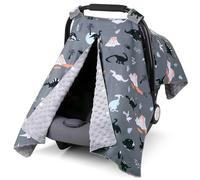 Rquite Dinosaur Car Seat Cover Baby, Carseat Covers Baby Boy Girl, Breathable Infant Car Seat Cover, Peekaboo Opening Minky Car Seat Canopy, Multiuse Baby Carrier Cover & Nursing Breastfeeding Cover