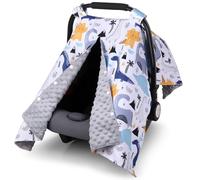 Rquite Dinosaur Car Seat Cover Baby, Carseat Covers Baby Boy Girl, Breathable Infant Car Seat Cover, Peekaboo Opening Minky Car Seat Canopy, Multiuse Baby Carrier Cover & Nursing Breastfeeding Cover