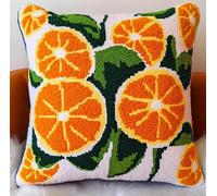 Rqwybcaxn DIY Latch Hook Kits,Oranges 17X17Inch Needlepoint Pillow Kit, Half Cross Stitch Kit, Embroidery Kit, Latch Hook Cushion Cover Hobby & Crafts