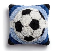 Rqwybcaxn Latch Hook Cushion Kit -Football Soccer 17X17Inch, DIY Needlework Pillow Cover Cushion Rug Making Kit for Adults