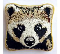 Rqwybcaxn Latch Hook Cushion Kits for Adults European Badger Rug Cover Pillowcase Kids Beginner DIY Needlework Embroidery Kits Handmade Set Craft Sofa Home Decor 17X17Inch