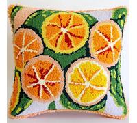 Rqwybcaxn Latch Hook Cushion Kits Oranges Latch Hook Pillow Case Kits Embroidery Kits 17X17Inch DIY Needlework Pillow Cover Sofa Cushion Rug Making Kits, DIY Craft Kits 17X17Inch