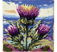 Rqwybcaxn Latch Hook Cushion Kits Thistle Latch Hook Pillow Case Kits Embroidery Kits 17X17Inch DIY Needlework Pillow Cover Sofa Cushion Rug Making Kits, DIY Craft Kits 17X17Inch