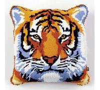 Rqwybcaxn Latch Hook Kit,Tiger Latch Hook Kits for Adults DIY Decorative Pillowcase Embroidery Cross Stitch Arts Craft for Home Sofa Furniture 17X17Inch