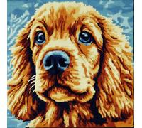 Rqwybcaxn Latch Hook Kit Unfinished Cushion Cover with Printed Canvas Cocker Spaniel Dog Puppy Pillowcase Sewing Making Kits for Beginners Adults Kids Embroidery Kits Home Decoration 17X17Inch