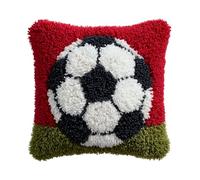 Rqwybcaxn Latch Hook Kits, Latch Hook Kit for Beginners Football Soccer Throw Pillow Cover Pattern Printed Sofa Cushion Crochet Needle for Carpet Embroidery 17X17Inch