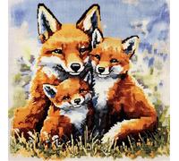 Rqwybcaxn Latch Hook Kits Pillow Fox Mother Child DIY Handmade Cushion Crochet Yarn Embroidery Needlework Hook and Latch Kit Pillowcase Rug Cover Home Sofa Christmas Decoration 17X17Inch