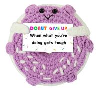 RQWZBCHX Crochet Gift - Positive Emotional Inspirational Support Cute Handmade Crochet Donut Gift for Women Kids Friends Motivational Presents - Donut Give Up (Purple)