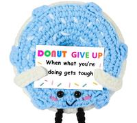 RQWZBCHX Crochet Gift - Positive Emotional Inspirational Support Cute Handmade Crochet Donut Gift for Women Kids Friends Motivational Presents - Donut Give Up (Blue)