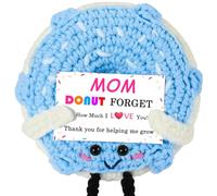 RQWZBCHX Gift for Mom - Handmade Positive Donut Doll Crochet with Card - Donut Forget How Much I Love You - Mom Gift from Daughter Son Kid (Blue)