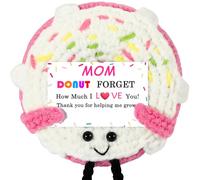 RQWZBCHX Gift for Mom - Handmade Positive Donut Doll Crochet with Card - Donut Forget How Much I Love You - Mom Gift from Daughter Son Kid (Pink)
