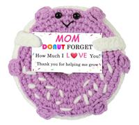 RQWZBCHX Gift for Mom - Handmade Positive Donut Doll Crochet with Card - Donut Forget How Much I Love You - Mom Gift from Daughter Son Kid (Purple)