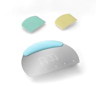 RQzaufania 3 Pcs Dough Scraper Set,1 Stainless Steel Bench Scraper with Handle and Measuring Scale,2 Plastic Dough Cutter, Kitchen Tools for Cake Bread Dough Cutting (Blue)