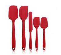RQzaufania 5 Pcs Red Silicone Spatulas Spoons Set, Silicone Kitchen Utensils Including 2 Rubber Spatula, 2 Spoon Scraper, 1 Jar Scraper, Non-Stick and Heat 230℃ Resistant.
