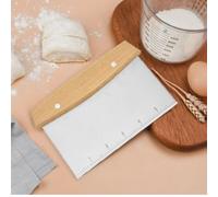 RQzaufania Dough Cutter, 15 cm Stainless Steel Dough Scraper with Wooden Handle and Measurement Scale, Bench Scraper Kitchen for Pizza, Bread, Pastry,Baking Shaping (Square)