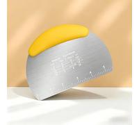 RQzaufania Dough Scraper,Premium Stainless Steel Dough Cutter with Non-Slip Handle and Measurement Double-Sided Scale, Bench Scraper, Kitchen Tools for Cake Bread Dough Cutting (Yellow)