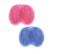 RQzaufania Foot Scrubber for Shower, Foot Cleaner Massager Mat with Non Slip Suction, Cleans, Exfoliation, Massages Your Feet Without Bending (Pink&Blue, Small)