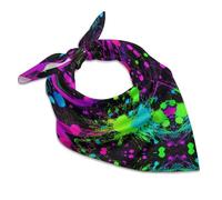 RQZWDQ Rainbow of Neon Paint Splatters Bandana for Men Women Square Headscarf Handkerchief Silk Neck Scarf Headbands, Glow in Dark Splatter Neon-8, 18"x18"