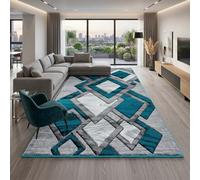 RR Rugs Brilliance Large Area Rug Carpet Washable Super Soft Modern Indoor Floor Rug for Living Room, Bedroom, Hallway, Lounge (Teal, 160x230 cm)