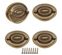 RR-RUOSHUI 4 PCS Antique Cabinet Ring Pull,Oval Drop Swing Handles Cabinet Knob Vintage Pulls Drawer Handles for Cabinets