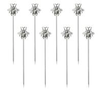 RR-RUOSHUI 8 PCS bees cocktail Reusable picks，Stainless Steel Cocktail Picks for Appetizers Olives Brandied Cherries Skewers