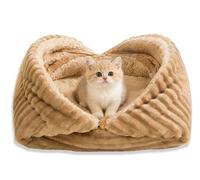 Rr tianshi Cat Cushion Bed 2-IN-1 Plush Soft Pet Blanket,Washable Calming Cat Bed for Indoor Cats Small Dogs Self Warming Foldable Convertible Cats Cave Sleeping Bag House (A,M-40 * 36CM)
