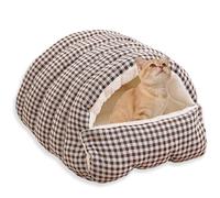 Rr tianshi Cat House Cozy Covered Cats Bed Washable,2-in-1 Calming Pet Cave for Indoor Cat Small Dog Rabbit Sleeping Cushion Luxurious Pillow Warm Pet Tent Anti Anxiety (Black,M-48 * 30 * 20CM)