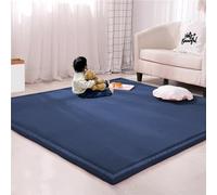 Rr tianshi Large Area Rug Coral Velvet Play Mat,Thick Study Kitchen Nursery Carpet Crawling Mat for Yoga Floor Bed Mat Non-slip (200x200cm,Navy)