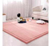 Rr tianshi Large Area Rug Coral Velvet Play Mat,Thick Study Kitchen Nursery Carpet Crawling Mat for Yoga Floor Bed Mat Non-slip (100x120cm,Pink)