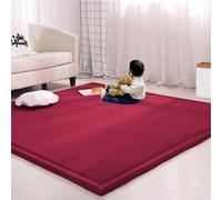 Rr tianshi Large Area Rug Crawling Play Mat,Soft Coral Velvet Children Study Carpet Play Mat Non-slip Tatami Yoga Mat for Living Room Bedroom (150 * 200cm,Red)