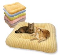Rr tianshi Large Dog Bed Soft Plush Pet Calming Sofa Beds,Luxury Fluffy Thickened Pet Mat Washable Anti Anxiety Crate Mattress Cat Bed for Indoor Cats Dogs (Yellow,60 * 45CM-M)