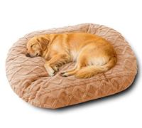 Rr tianshi Oval Dog Cushion Extra Large Pet Bed Washable,Comfy Calming Dog Bed with Removable Plush Cover Warm Crate Mattress Pillow for Indoor Cats Dogs Anti Anxiety (Brown,M)