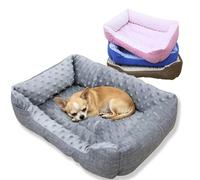 Rr tianshi Soft Dog Bed Washable Rectangle Cat Bed,Luxurious Dot Calming Pet Bed with Anti-Slip Base,Orthopedic Anti-Anxiety Dog Bed for Small Medium Dogs Cats